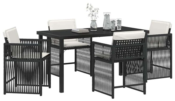 Kert étkező szett 5 pcs Fekete polirattan