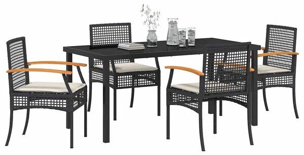 Kert étkező szett párnával 5 pcs Fekete Rattan