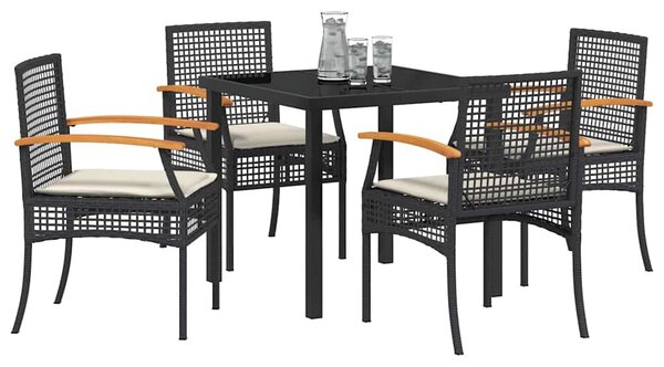 Kert étkező szett párnával 5 pcs Fekete Rattan