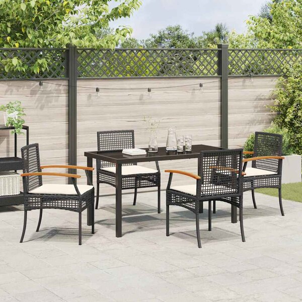 Kert étkező szett párnával 5 pcs Fekete Rattan