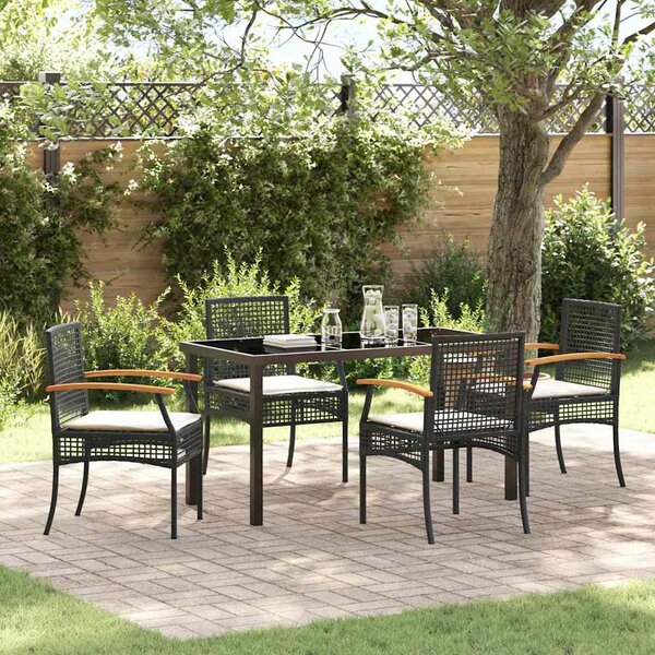 Kert étkező szett párnával 5 pcs Fekete Rattan