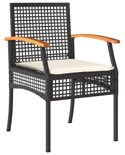 Kert étkező szett párnával 7 pcs Szürke és fekete Rattan