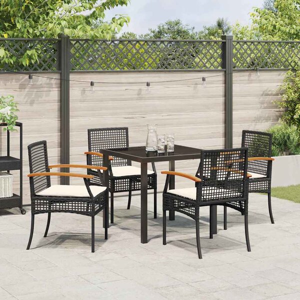 Kert étkező szett párnával 5 pcs Fekete Rattan