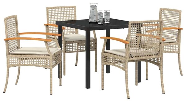 Kert étkező szett párnával 5 pcs Beige és fekete Rattan
