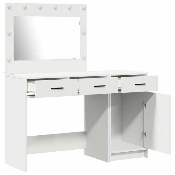 VidaXL 2-es szett Fehér MDF Közepes Tükör Pipereasztal