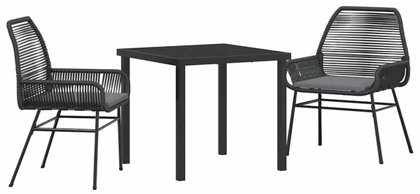 Kert étkező szett párnával 3 pcs Fekete polirattan