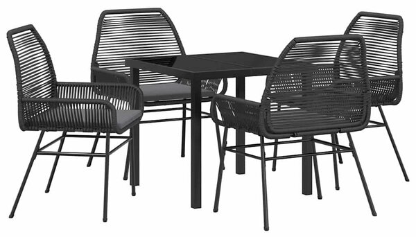 Kert étkező szett párnával 5 pcs Fekete polirattan