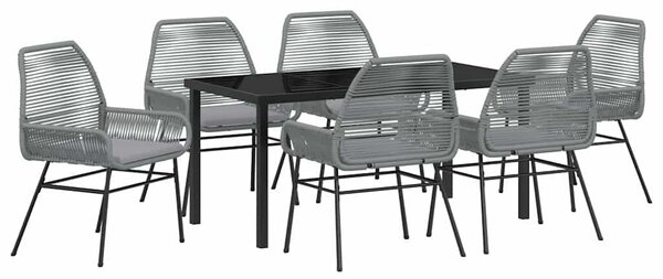 Kert étkező szett párnával 7 pcs Szürke polirattan