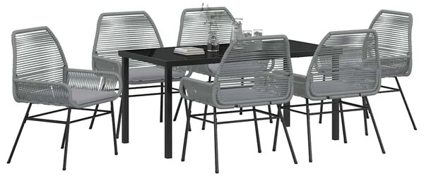 Kert étkező szett párnával 7 pcs Szürke polirattan