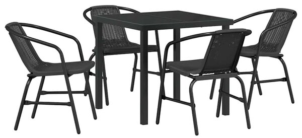 Kert étkező szett 5 pcs Fekete Porszórt acél