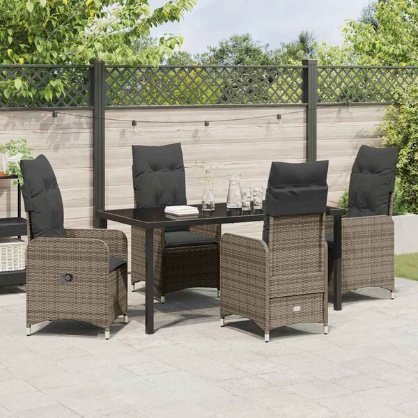 Kert étkező szett 5 pcs Szürke polirattan