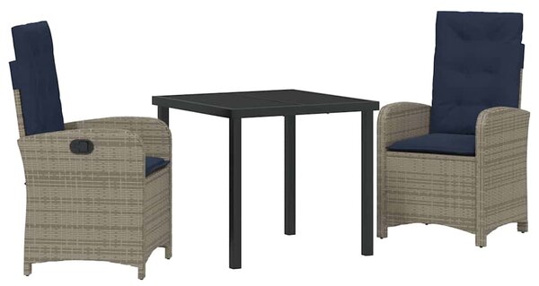 Kert étkező szett párnával 3 pcs Szürke polirattan