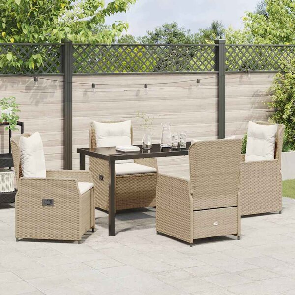 Kert étkező szett 5 pcs Beige és Világosszürke polirattan