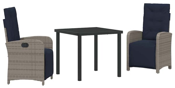 Kert étkező szett párnával 3 pcs Szürke polirattan