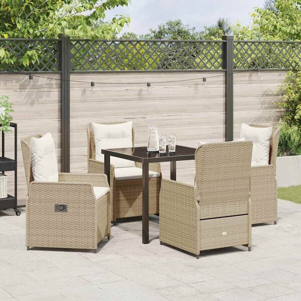 Kert étkező szett 5 pcs Beige és Világosszürke polirattan