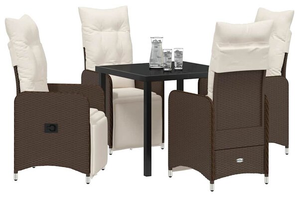 Kert étkező szett 5 pcs Barna polirattan