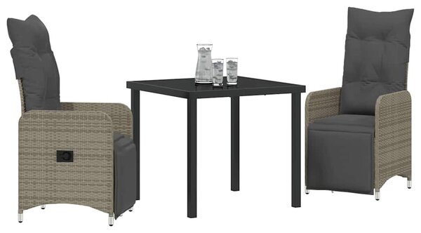 Kert étkező szett 3 pcs Szürke polirattan