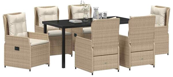 Kert étkező szett 7 pcs Beige és Világosszürke polirattan