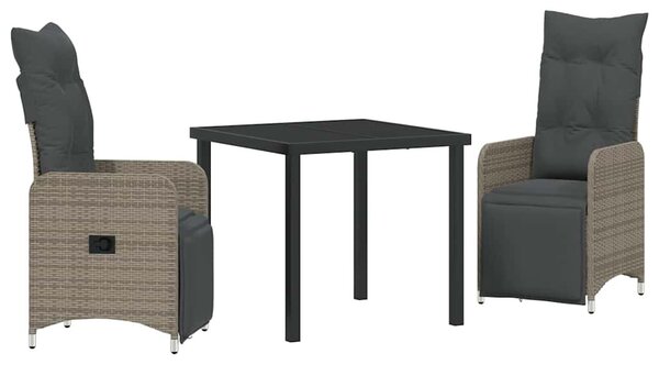 Kert étkező szett 3 pcs Szürke polirattan