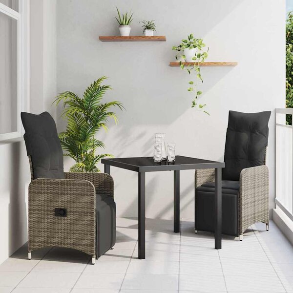 Kert étkező szett 3 pcs Szürke polirattan