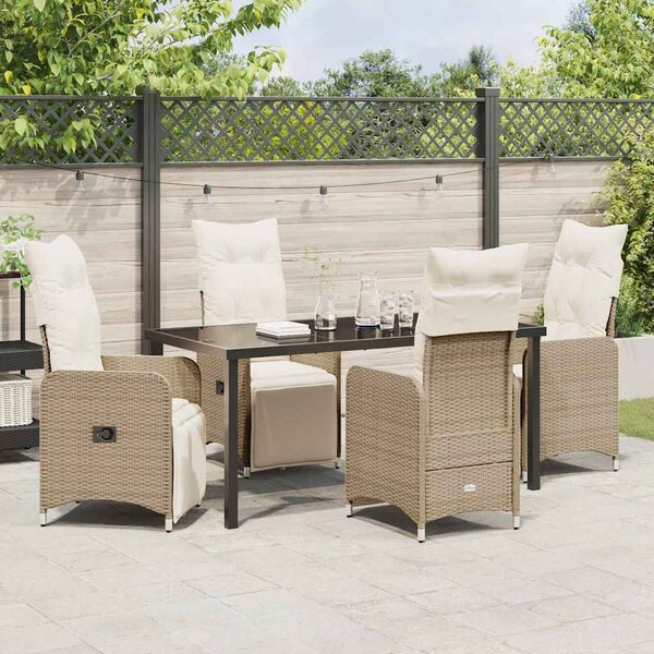 Kert étkező szett 5 pcs Bézs polirattan