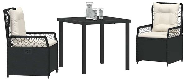 Kert étkező szett 3 pcs Fekete polirattan