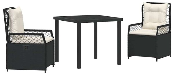 Kert étkező szett 3 pcs Fekete polirattan