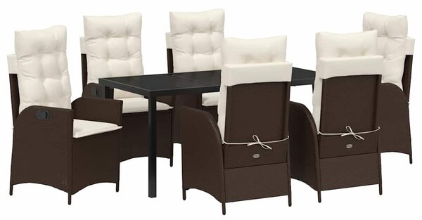 Kert étkező szett párnával 7 pcs Barna polirattan