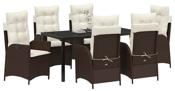 Kert étkező szett párnával 7 pcs Barna polirattan