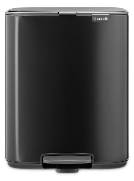 Matt fekete acél pedálos szemetes 12 l Bo – Brabantia
