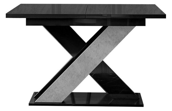 Asztal Goodyear 117, Fényes fekete, Beton, 75x90x120cm, Hosszabbíthatóság, Laminált forgácslap