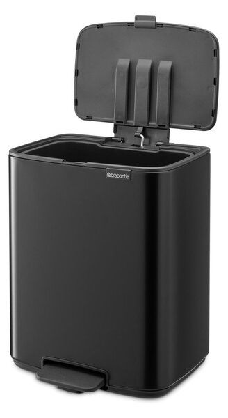 Matt fekete acél pedálos szemetes 12 l Bo – Brabantia