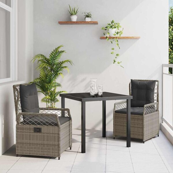 Kert étkező szett 3 pcs Szürke polirattan