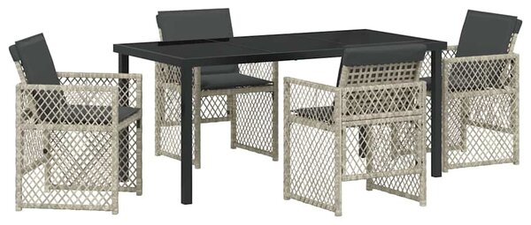 Kert étkező szett 5 pcs Világosszürke polirattan