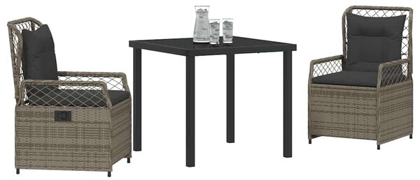 Kert étkező szett 3 pcs Szürke polirattan