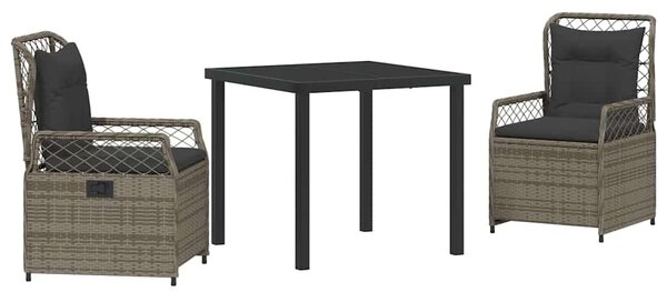Kert étkező szett 3 pcs Szürke polirattan