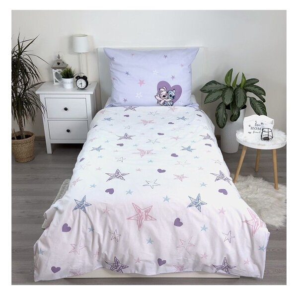 Egyszemélyes pamut gyerek ágyneműhuzat 140x200 cm Lilo and Stitch "Heart" – Jerry Fabrics
