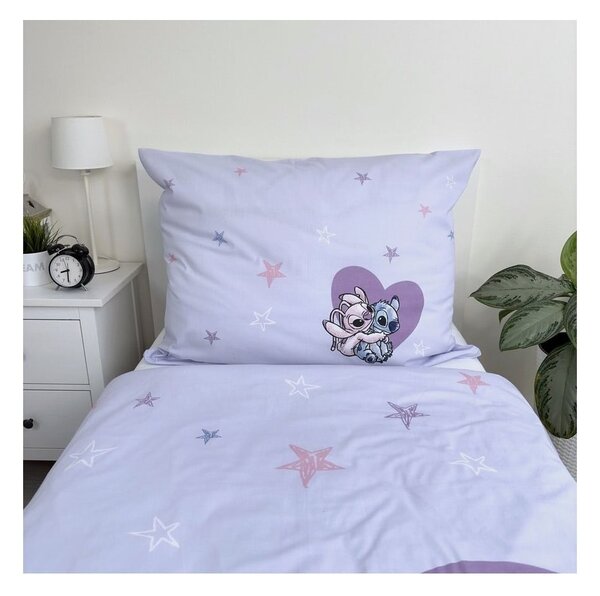 Egyszemélyes pamut gyerek ágyneműhuzat 140x200 cm Lilo and Stitch "Heart" – Jerry Fabrics