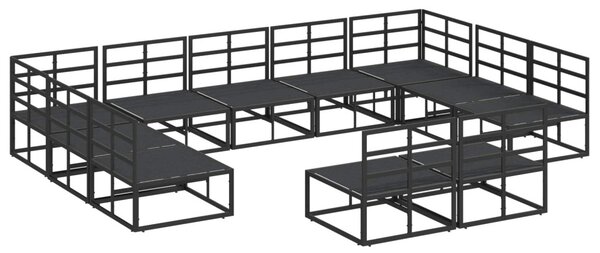 Kerti Kanapé Szett párnával 11 pcs Fekete Alumínium