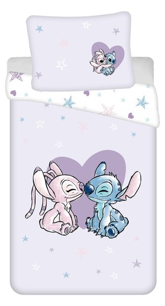 Egyszemélyes pamut gyerek ágyneműhuzat 140x200 cm Lilo and Stitch "Heart" – Jerry Fabrics