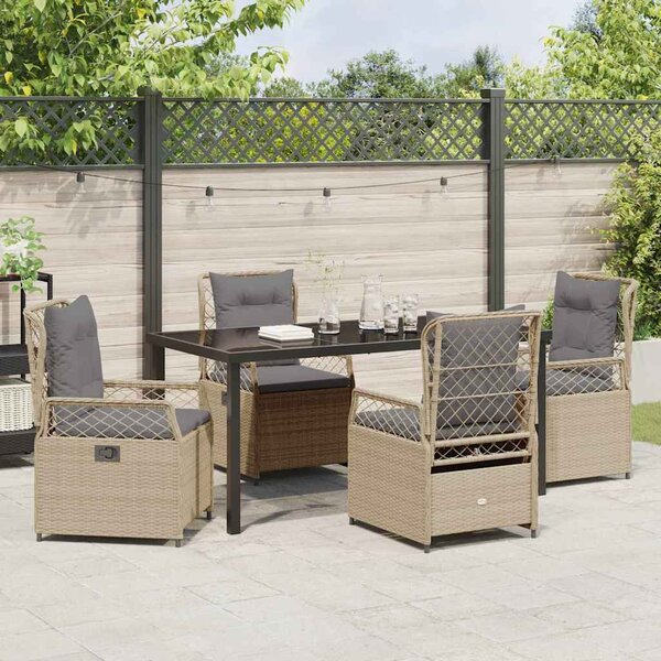 Kert étkező szett 5 pcs Beige és Világosszürke polirattan