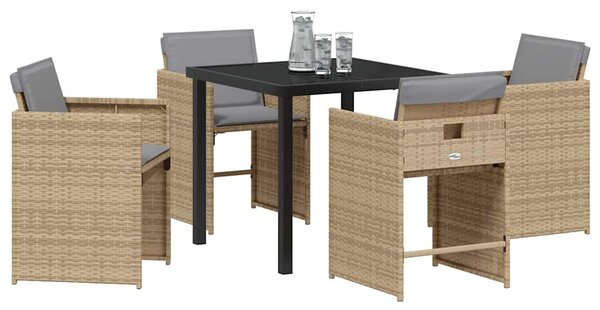 Kert étkező szett 5 pcs Bézs polirattan
