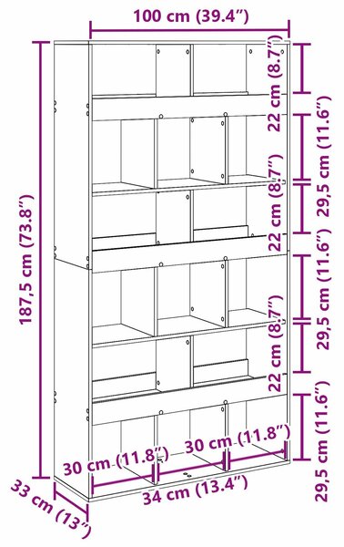 VidaXL Szobaelválasztó 2 db Fekete tölgy 100x33x187,5 cm Műgyanta