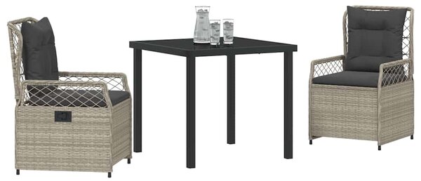 Kert étkező szett 3 pcs Világosszürke polirattan