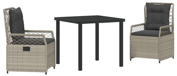 Kert étkező szett 3 pcs Világosszürke polirattan