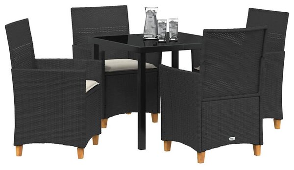 Kert étkező szett 5 pcs Fekete polirattan