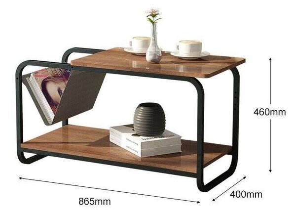 ModernHOME Dohányzóasztal újságtartóval - wenge-fekete
