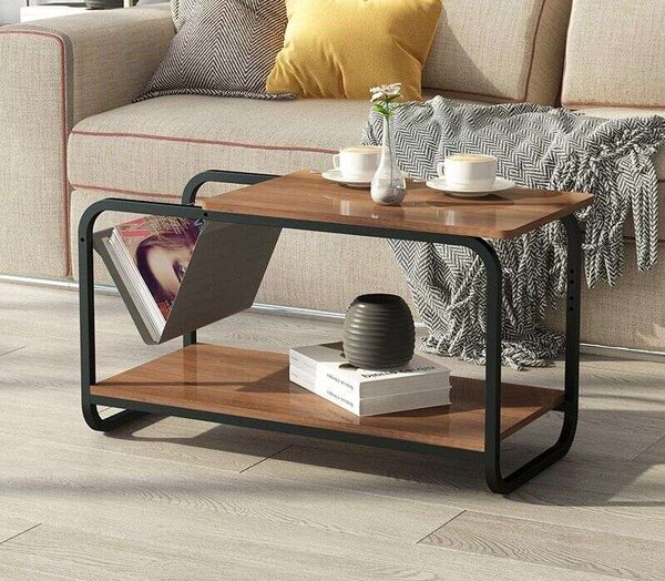ModernHOME Dohányzóasztal újságtartóval - wenge-fekete