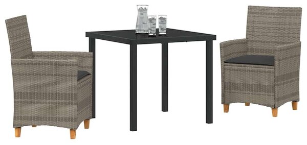 Kert étkező szett 3 pcs Szürke polirattan