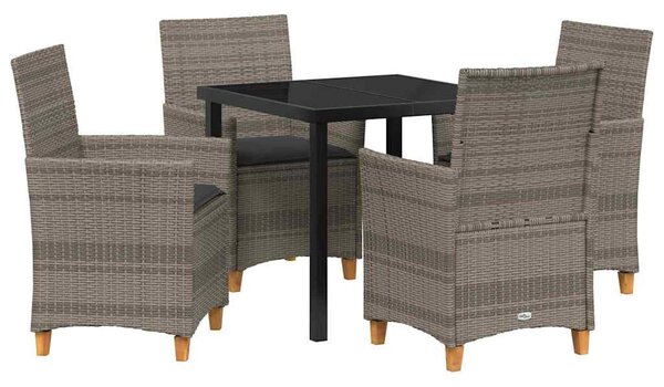 Kert étkező szett 5 pcs Szürke polirattan